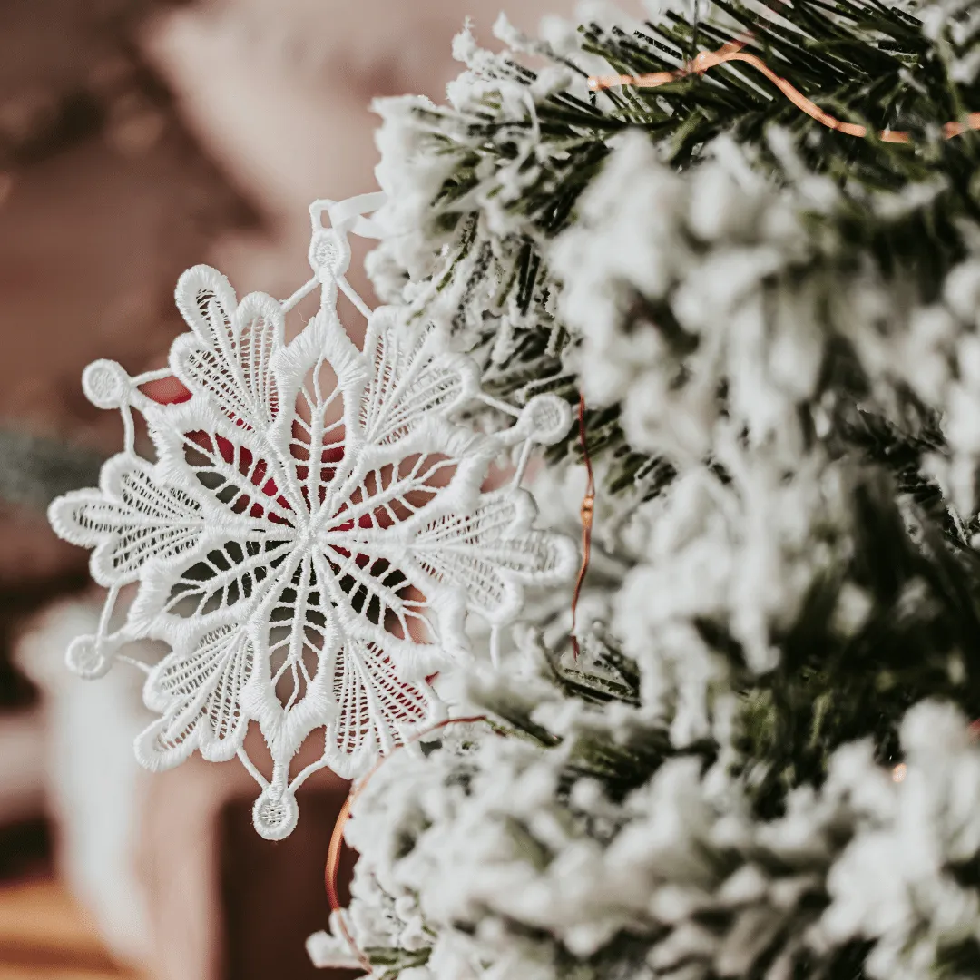 Lace Snowflake Ornament | Delicate Embroidered Holiday Décor