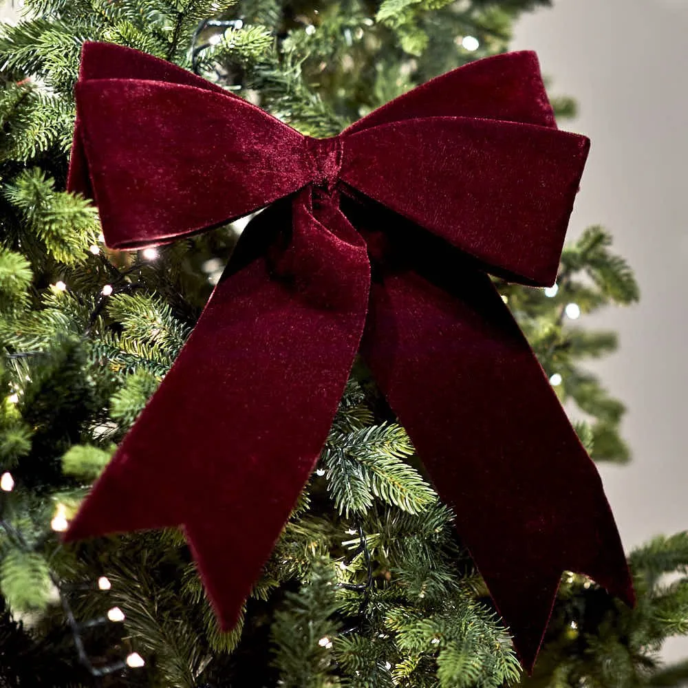 Large Burgundy Velvet Wired Bow – Timeless Christmas Décor – Angela Reed