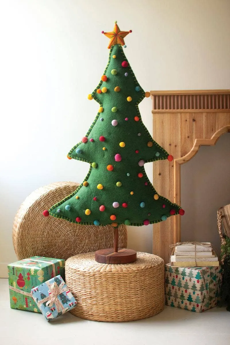 LARGE FELT CHRISTMAS TREE ON WOOD BASE — The Golden Antler Boutique