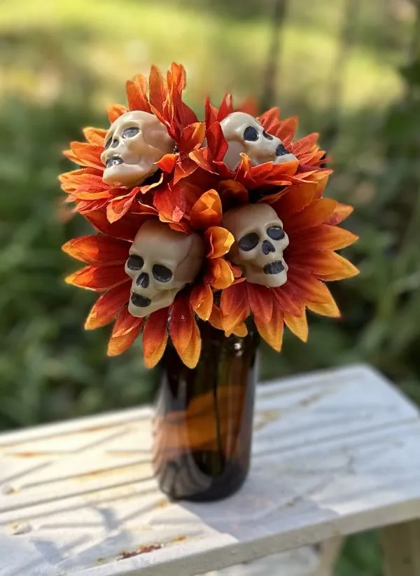 Let's Make Halloween Skull Flowers