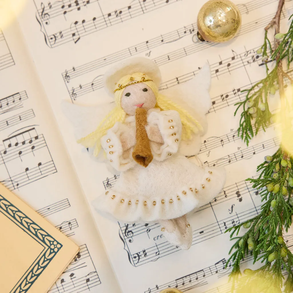 Little Angel Playing Trumpet Ornament – Handmade Christmas Decor –  Craftspring