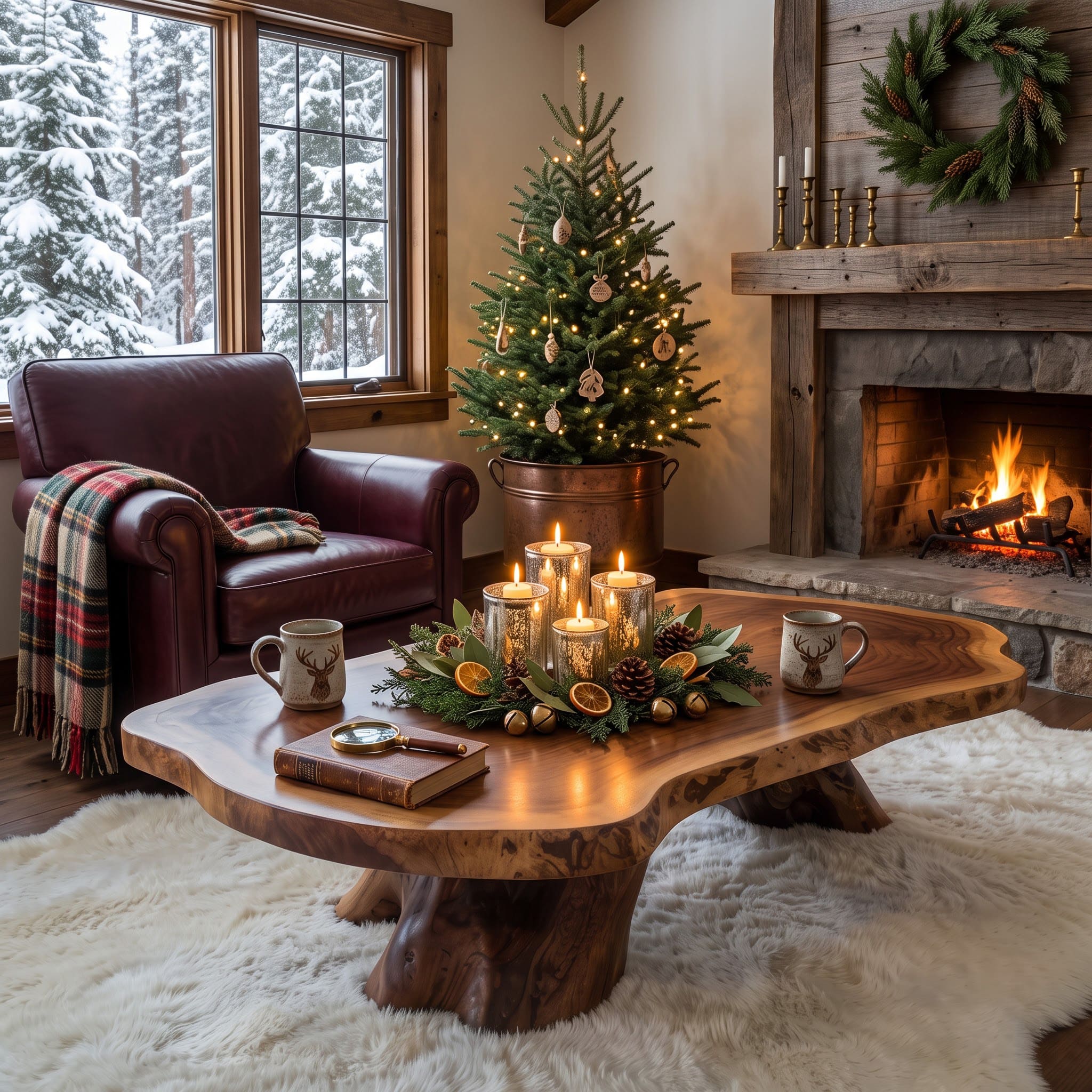 Live Edge Solid Wood Christmas Coffee Table | Ashdeco