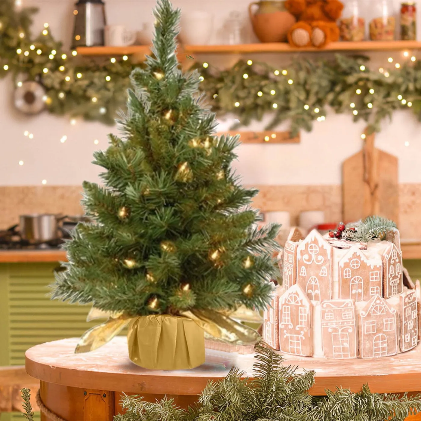 Loyerfyivos 24 Pre-lit Artificial Mini Christmas Tree,Small Xmas India | Ubuy