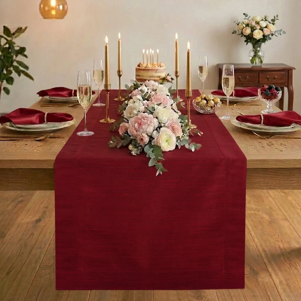 Luxe Shine™ Red Table Runner - Mitered Corner