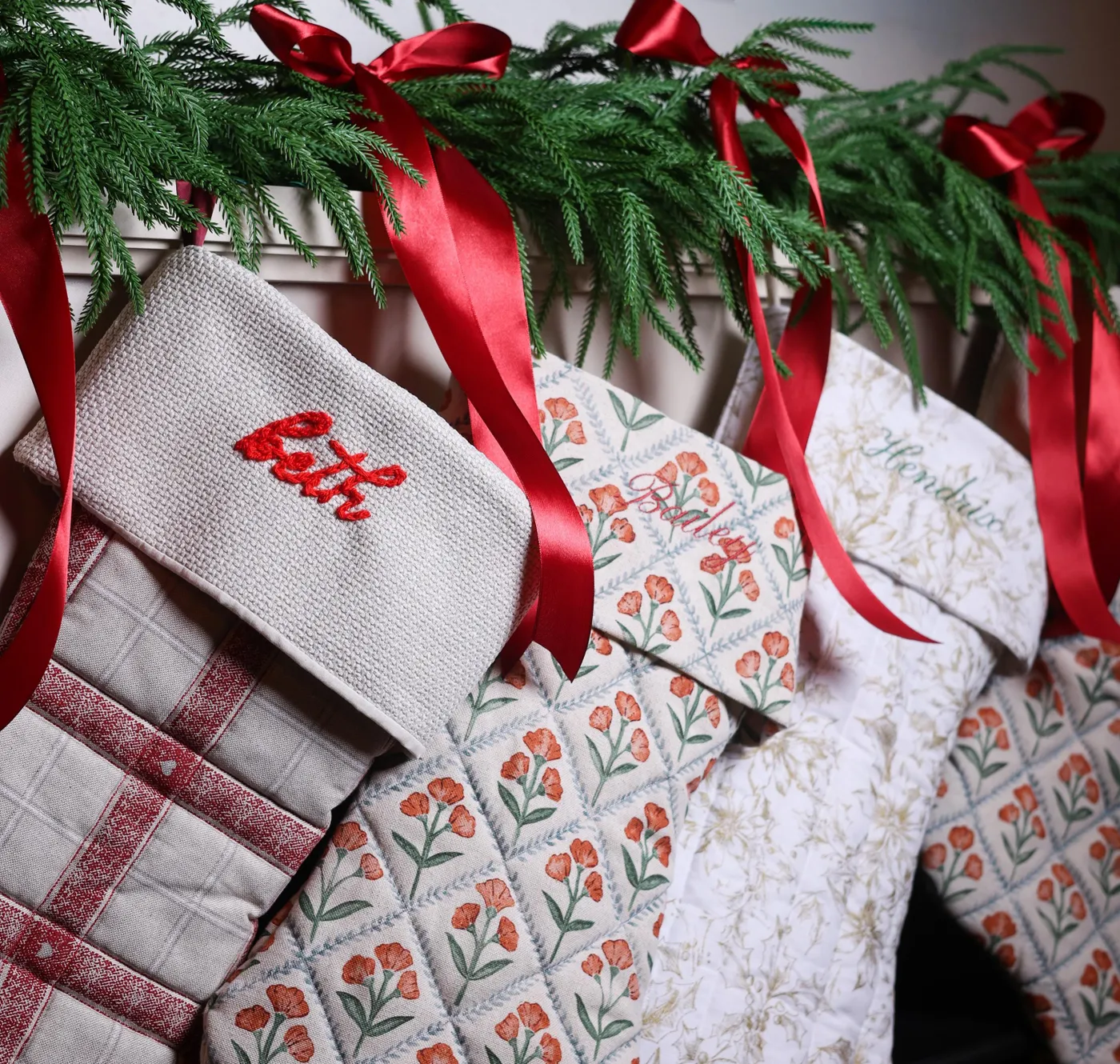 Luxury Custom Christmas Stockings Custom Luxury Personalised Monogrammed  Embroidered Quilted Christmas Stocking
