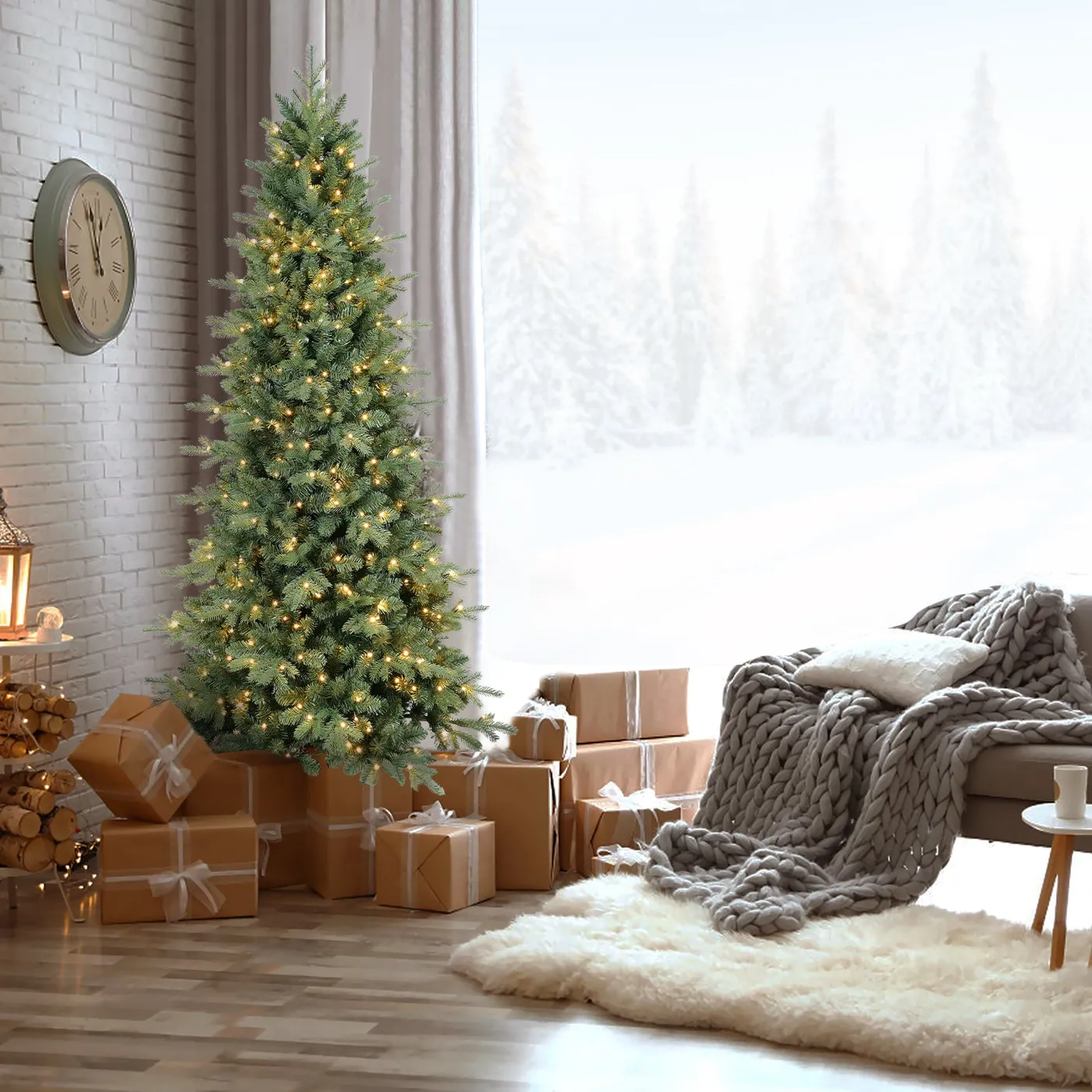 Makeatree Pencil Christmas Tree 4-9ft Pre-Lit - Blue Spruce Slim Tree with  Lights – MAKEATREE