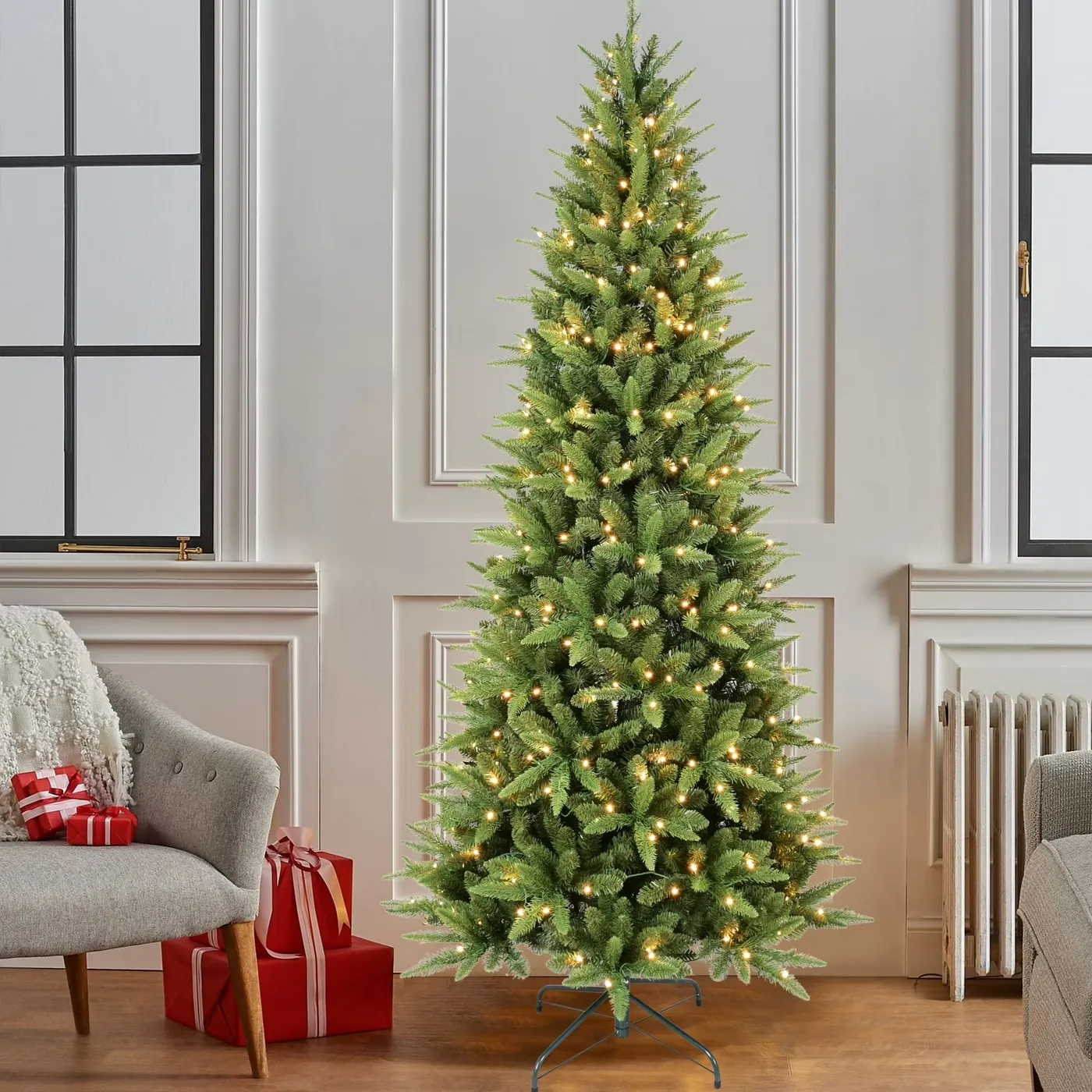 Makeatree Pre-Lit Pencil Christmas Tree Artificial Slim Xmas Tree PE & –  MAKEATREE