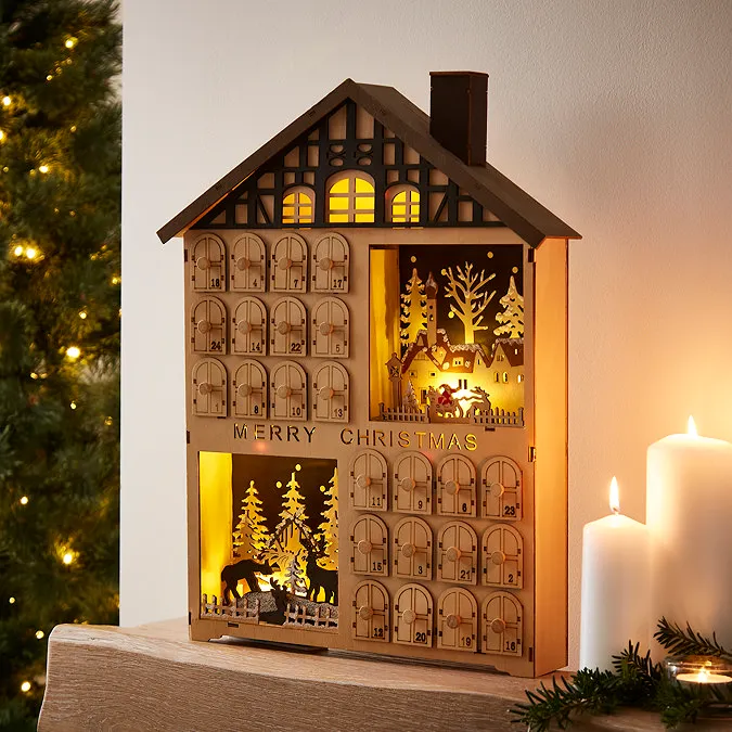 Merry Christmas Advent Calendar House Ornament Light | MFI