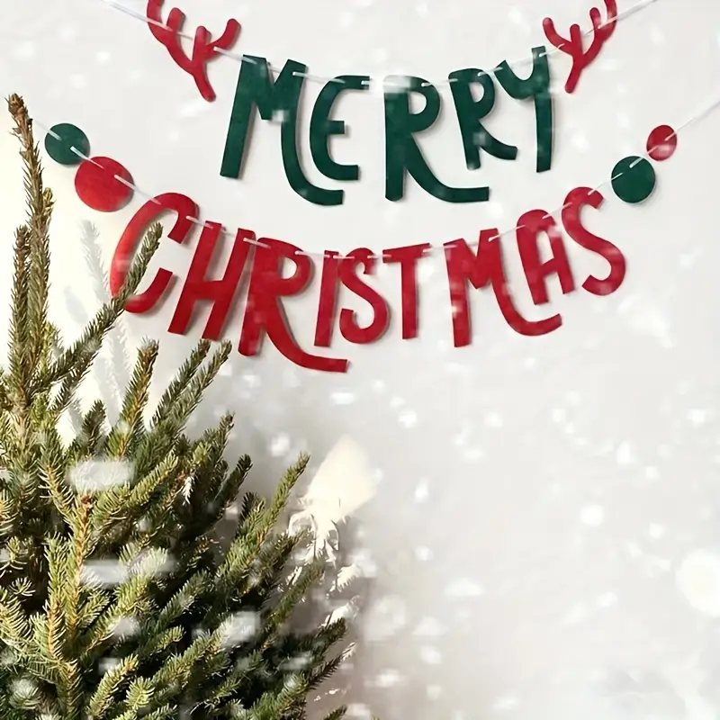 merry christmas banner red green felt christmas tree wreath - Temu Mauritius