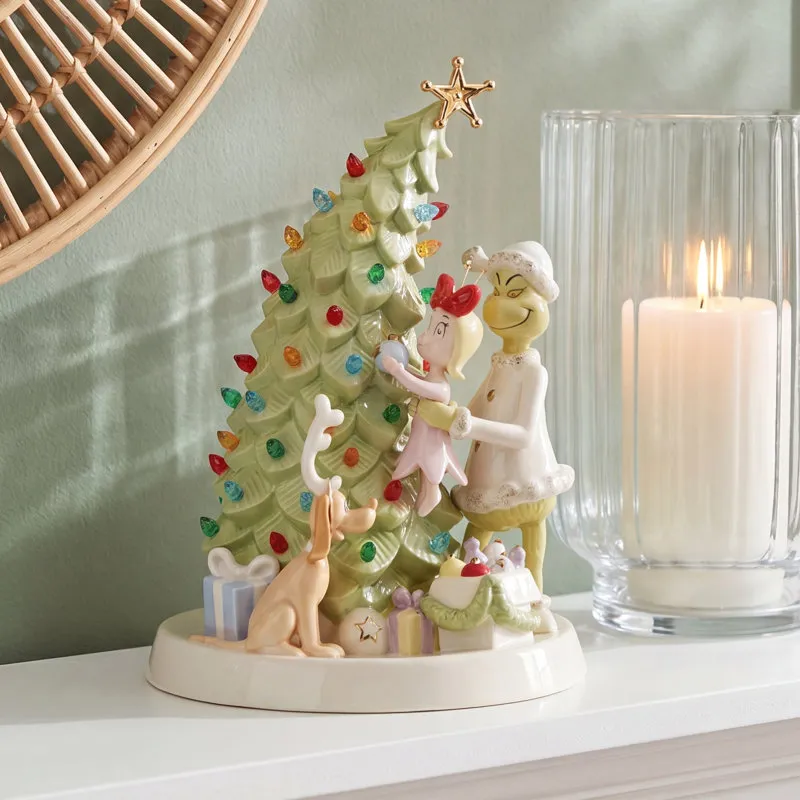 Merry Grinchmas Trimming The Tree Lit Figurine Lenox