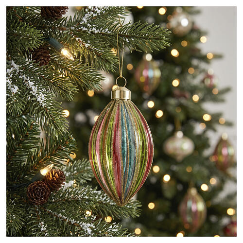 Multicolored vintage-style glass Christmas bauble, 8 cm | online sales on  HOLYART.com