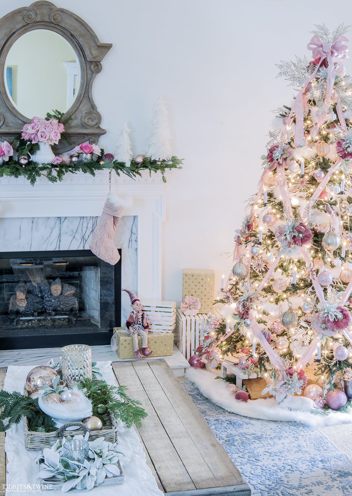 My Christmas Living Room Tour: Soft Pinks - Tidbits&Twine