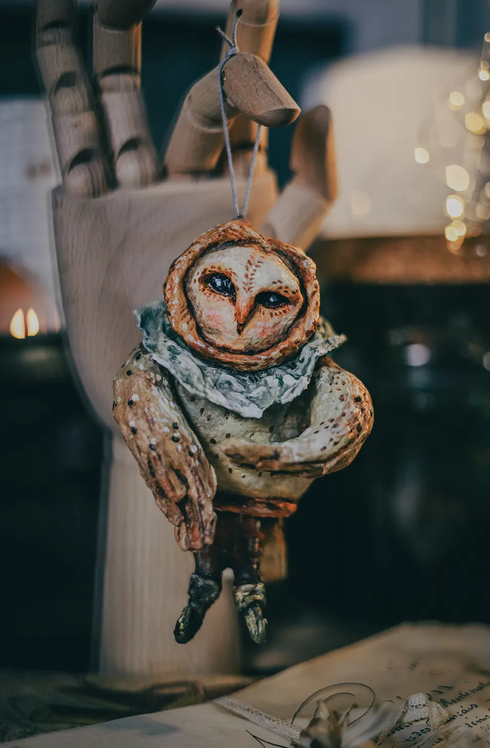 Mysterious Owl Christmas Ornament – Handmade Holiday Tree Decoration | OOAK  Art Doll | Wookawoo Creatures