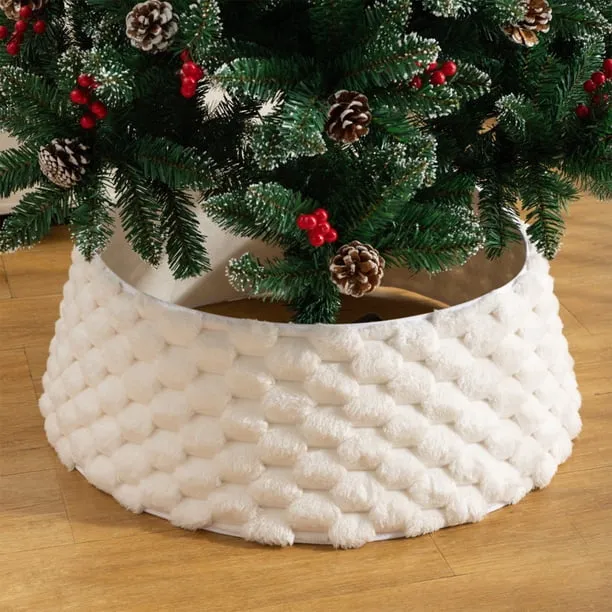 Navidad Plush Patterns Collar Tree Aprons, Christmas Tree Bottom Decoration, Foldable Collar Style, Festive Home Decoration, High-Quality Fabric, for Living Room | Bodega Aurrera en línea