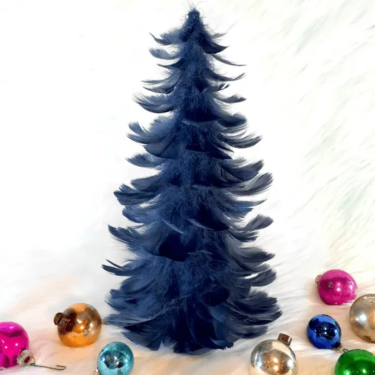 Navy Blue Feather Christmas Tree Decoration