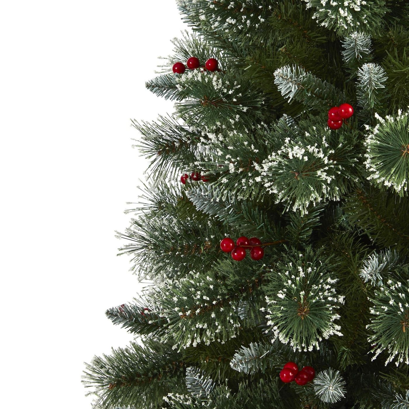 Nearly Natural 6' Frosted Swiss Pine Artificial Christmas Tree with 300  Clear LED Lights and Berries | Ashley