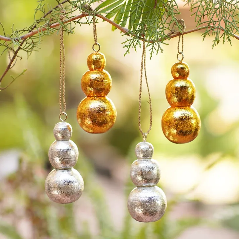 Novica Handmade Shimmering Snowmen Wood Holiday Ornaments (Set of 4)