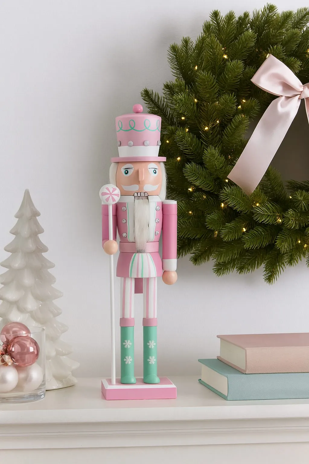 Nutcracker! Magical Christmas Ballet- Pastel Peppermint Soldier Wooden Nutcracker (12 inches)