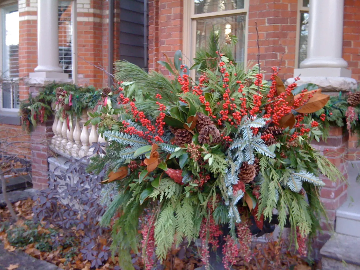 outdoor planters urns fall spring summer winter branches — floral fetish