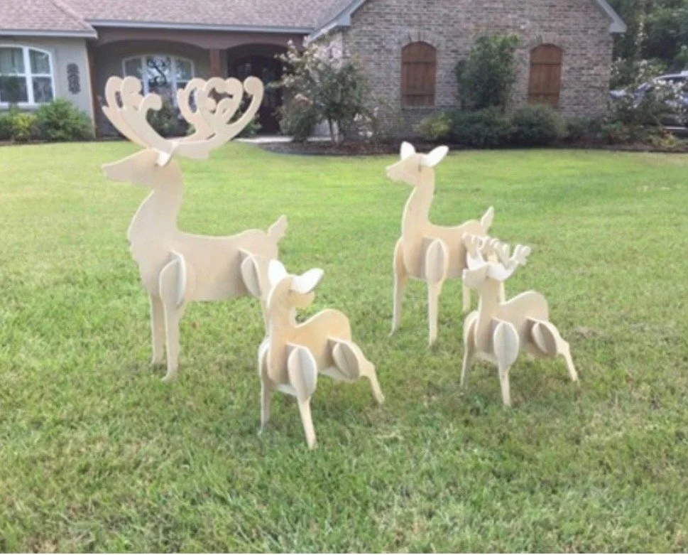 Outdoor Reindeer Family WHITE — Rosedown Designs Artisan Shop