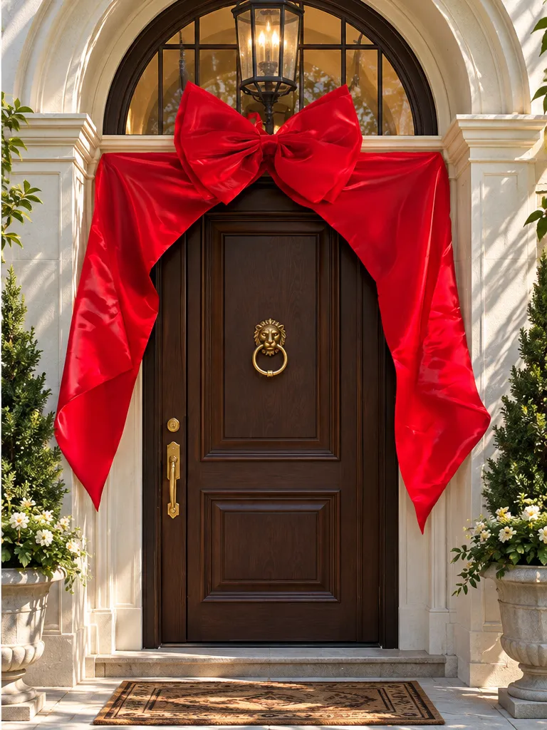 Oversized Red Satin Bow, Luxury Christmas Door Bow, Glossy Red Holiday –  Soriell