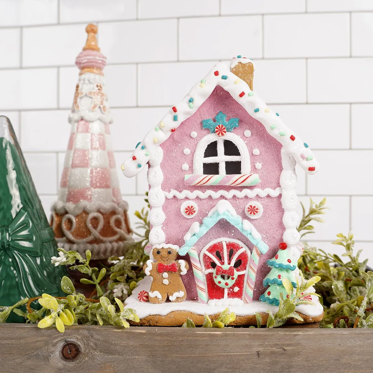 Pastel Gingerbread Christmas House Pink Pastel Gingerbread House Ornaments  Mistletoe Home