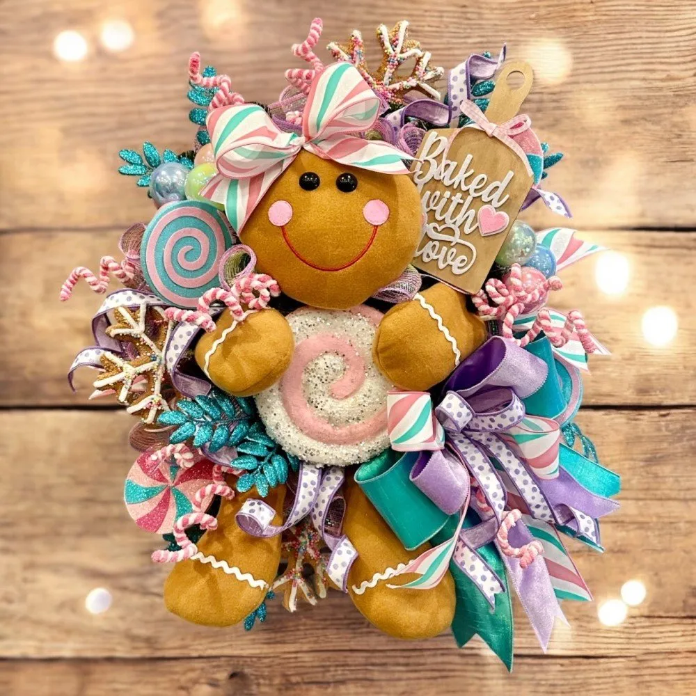 Pastel Gingerbread Wreath — Holiday Whimsy