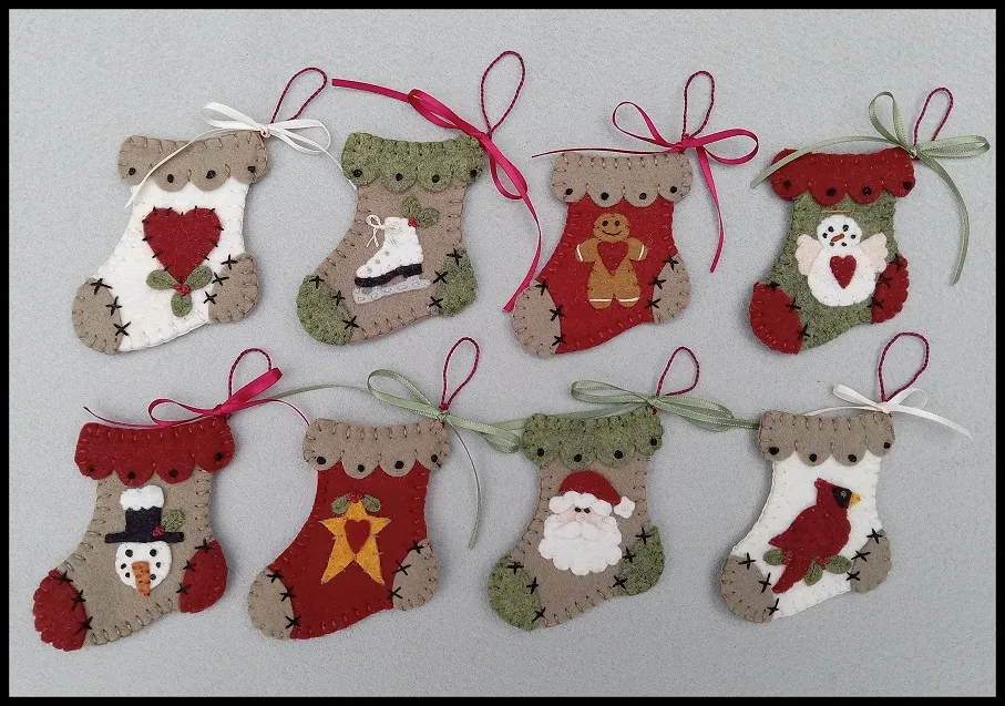 Pattern for Wool applique Christmas stocking Christmas ornaments