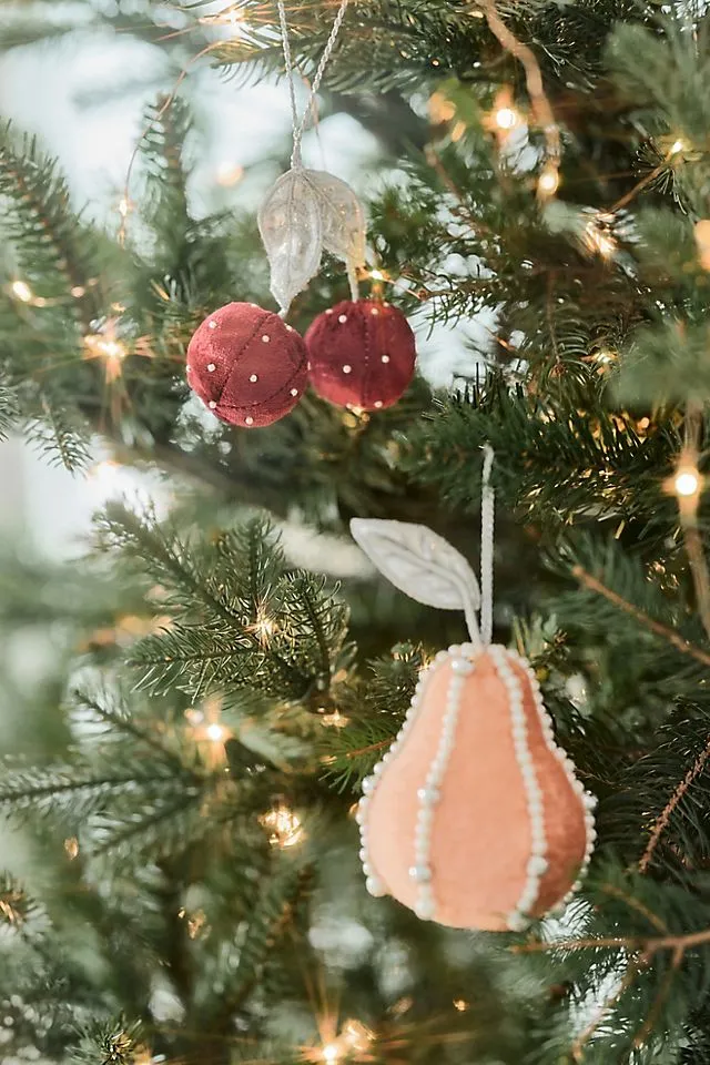 Pearled Velvet Fruit Ornament | AnthroHome