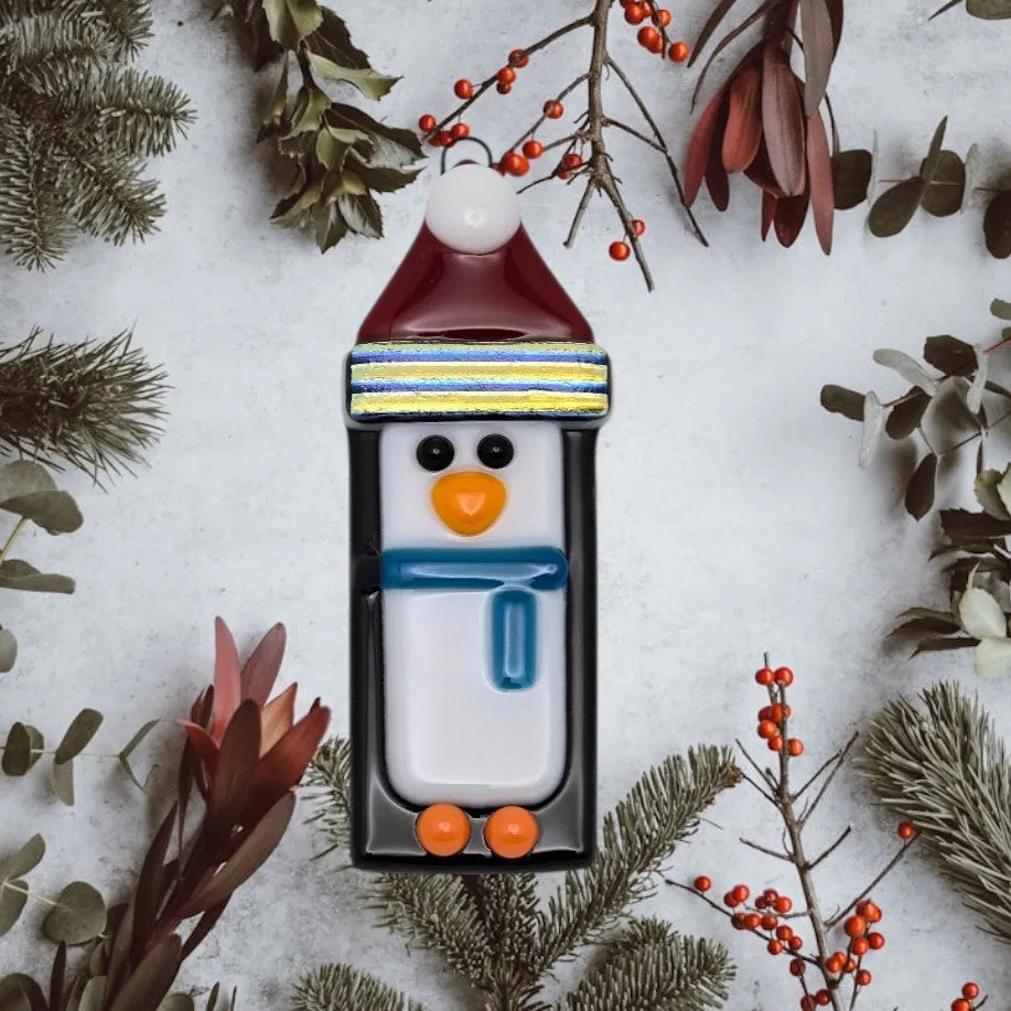 Penguin Handmade Fused Glass Ornament with Dichroic Glass – Rocky Mountain Glass Crafts
