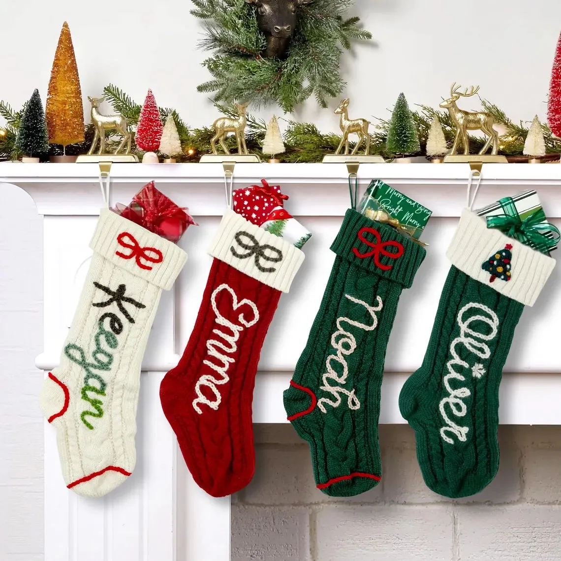 Perfect Gift for Family - Personalized Christmas Stockings - Custom Name  Knitted Stockings, Large 18” Embroidered Name Stocking, Christmas  Decorations, Gifts for Xmas - Personalized Embroidered Name
