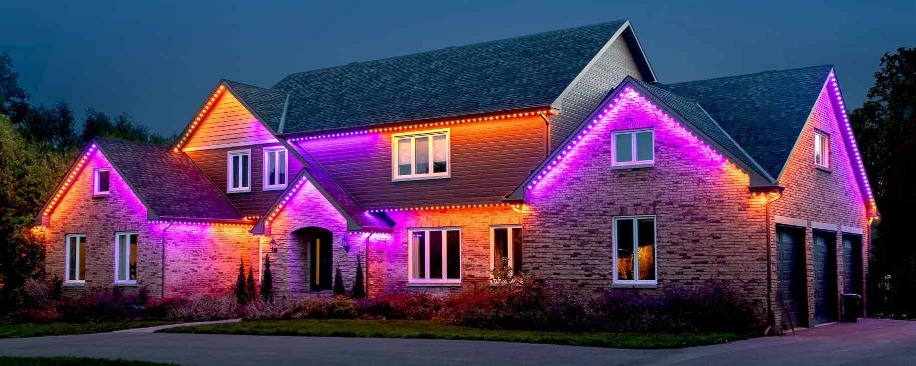 Permanent Outdoor Whole House LED Holiday Home Lighting System Installations