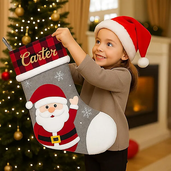 Personalised Christmas Stockings,Custom Name Family Christmas Stocking,Large  Xmas Stockings with Embroidered Name , Santa,Snow