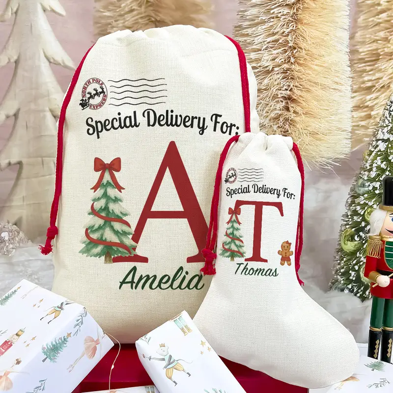 personalized christmas stocking custom name initials pattern - Temu  Mauritius