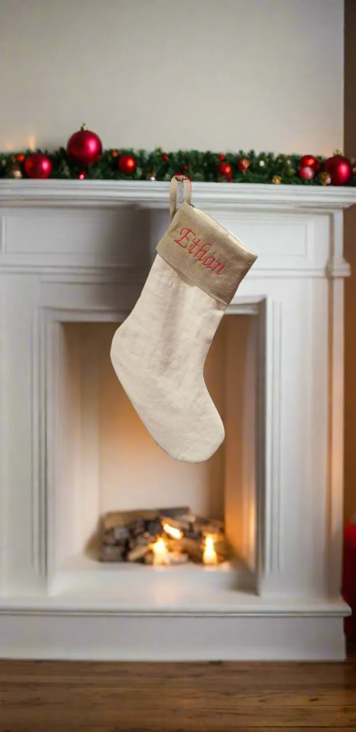 Personalized Christmas Stockings, Embroidered Linen Christmas Stocking –  Babcia Bits and Bobs