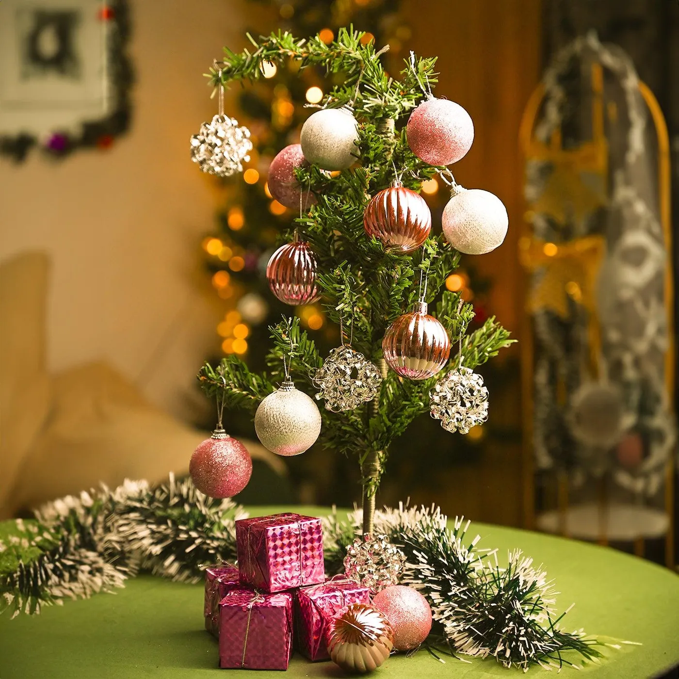 Pink And Silver Christmas Tree Decorations Christmas Pink Seasonal Ornaments Tree Kit Pink Silver Christmas, Pink