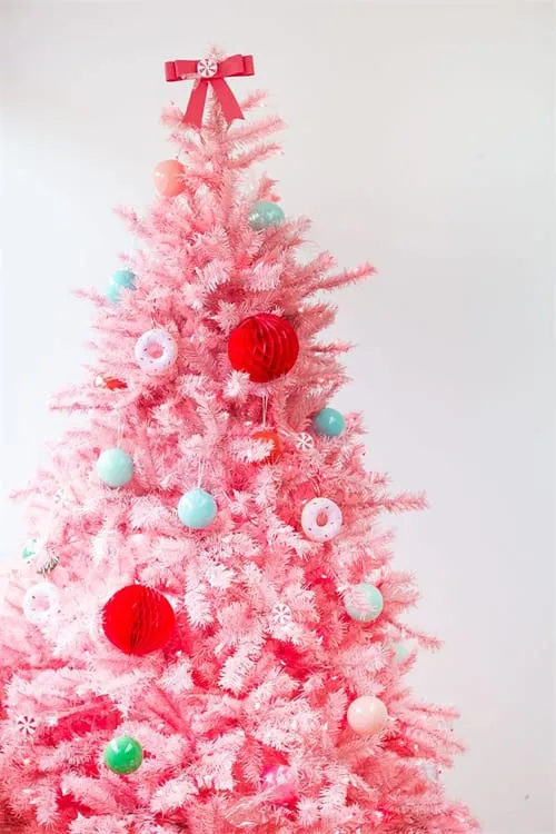Pink Hair And Pink Christmas Tree Go Better Together!