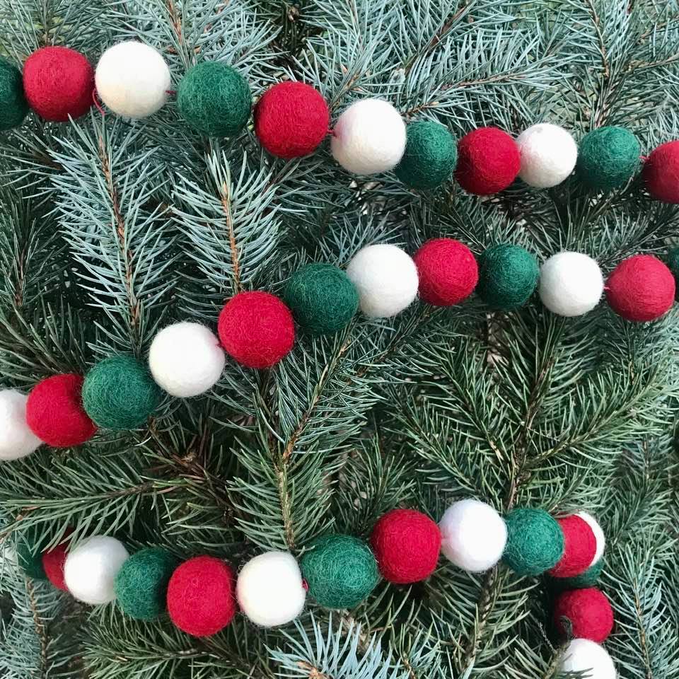 Pom Pom Felt Garland Christmas