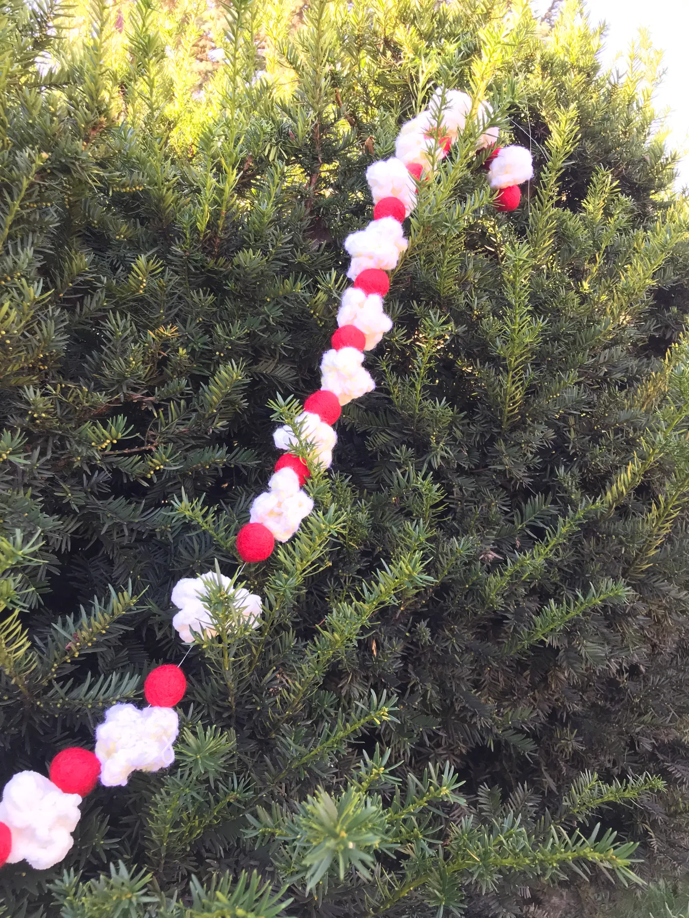 Popcorn and Cranberry Garland - Crochet and Felted - GlowGirl Fibers