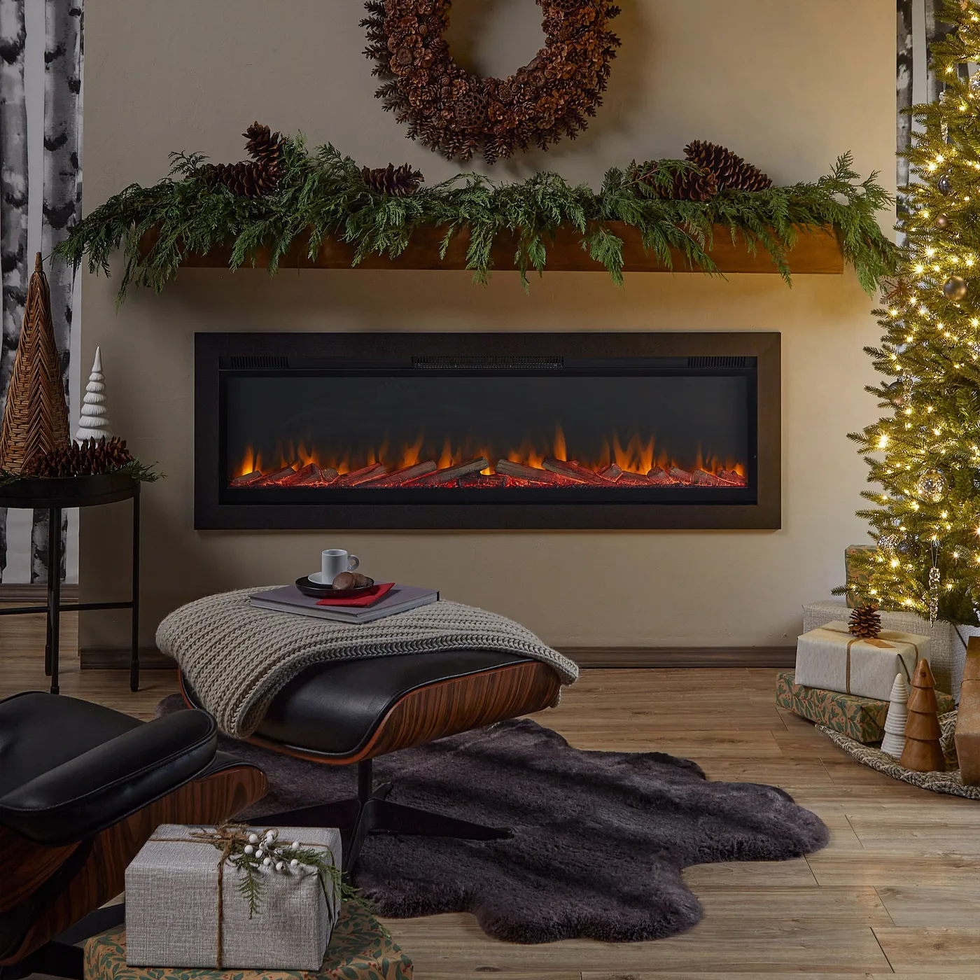 Real Flame 165.1 cm (65 in.) Wall-Mount or Recessed Electric Fireplace  Insert | Costco