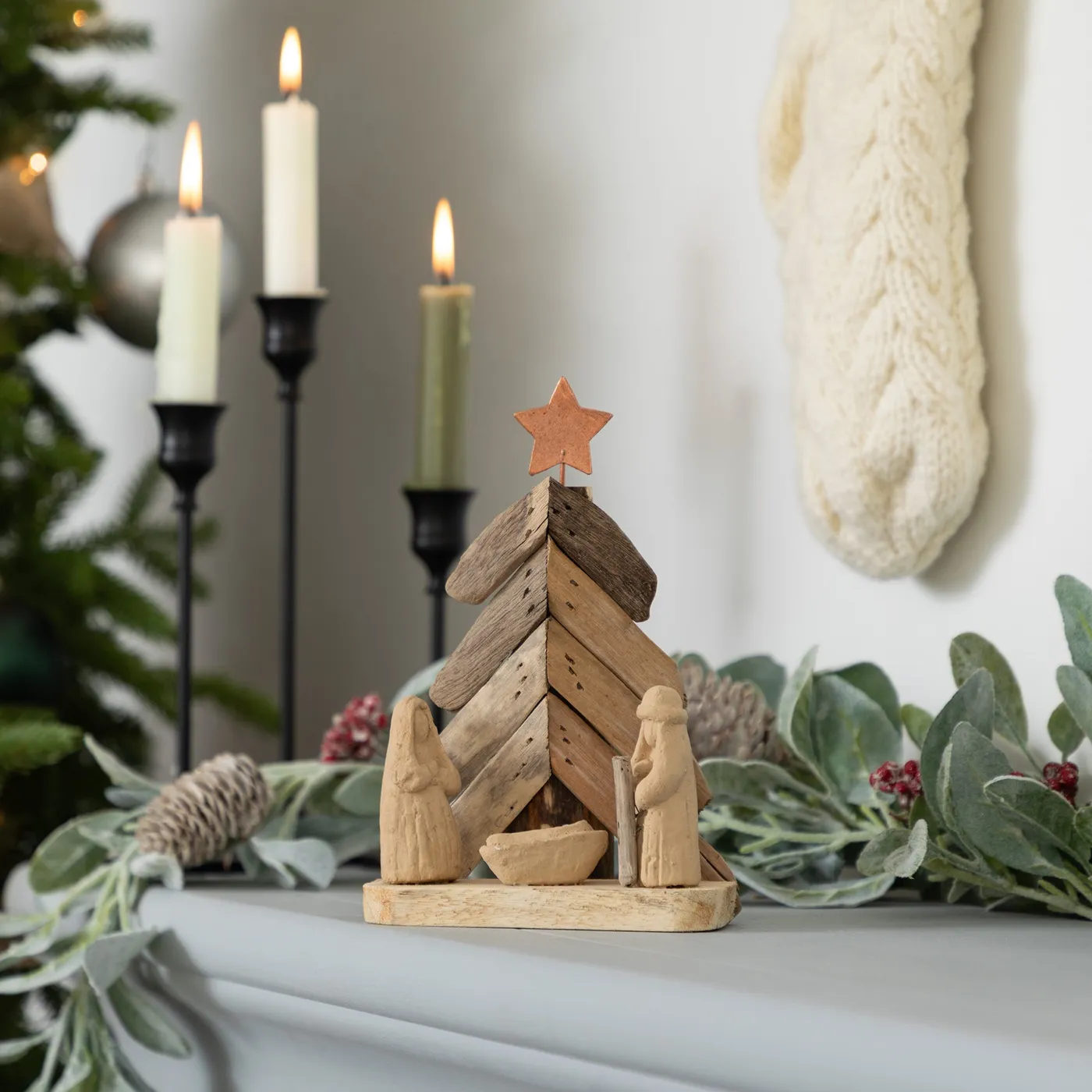 Recycled Driftwood Wooden Nativity Christmas Ornament | GreaterGood