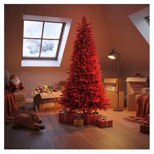 Red Christmas Tree 210 cm Poly PVC flocked slim | online sales on  HOLYART.com