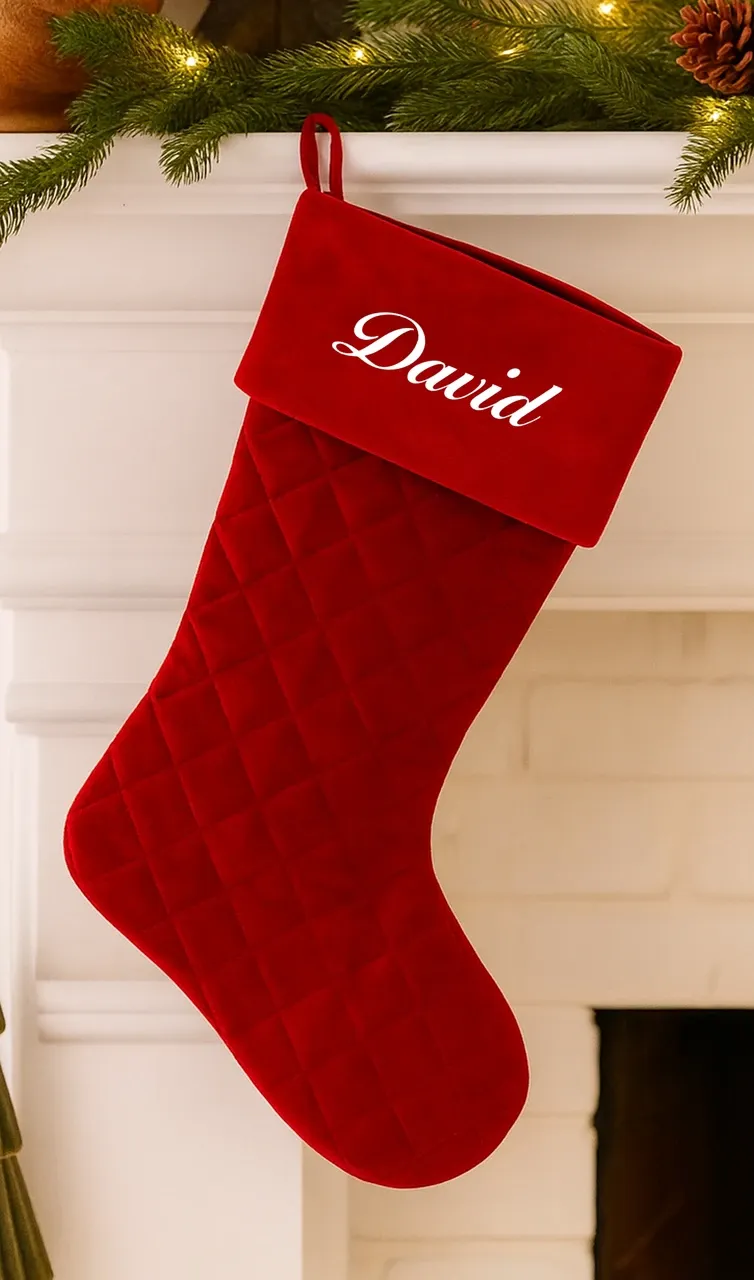 Red Custom Christmas Stockings Royal Standard Red Quilted Personalized  Christmas Stockings MerryStockings