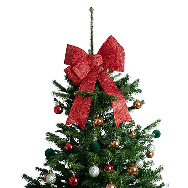 Relsy Luxery Pre-Lit Large 60CM Christmas Bow Red Glitter Wreath For Door  Hanging Or Christmas