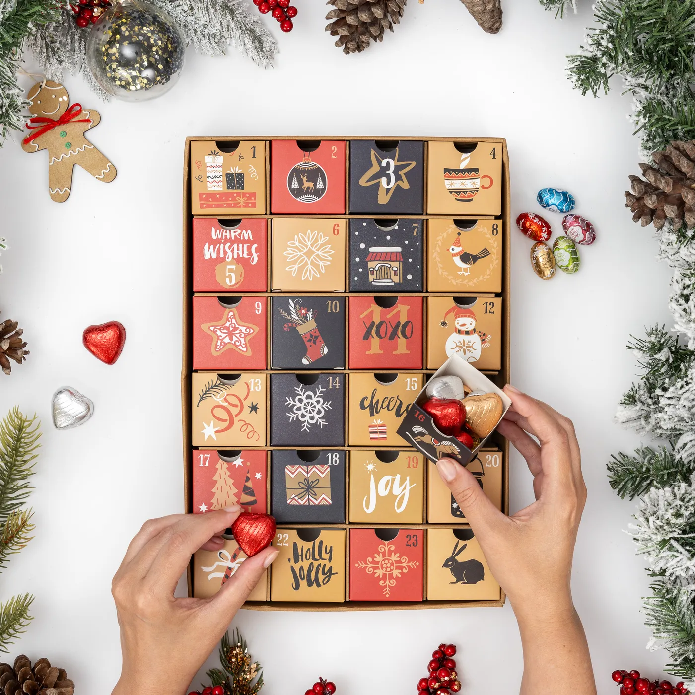 Rigorous Christmas Calendar Decoration Fill Your Amazing Own Advent Kraft  Red Design