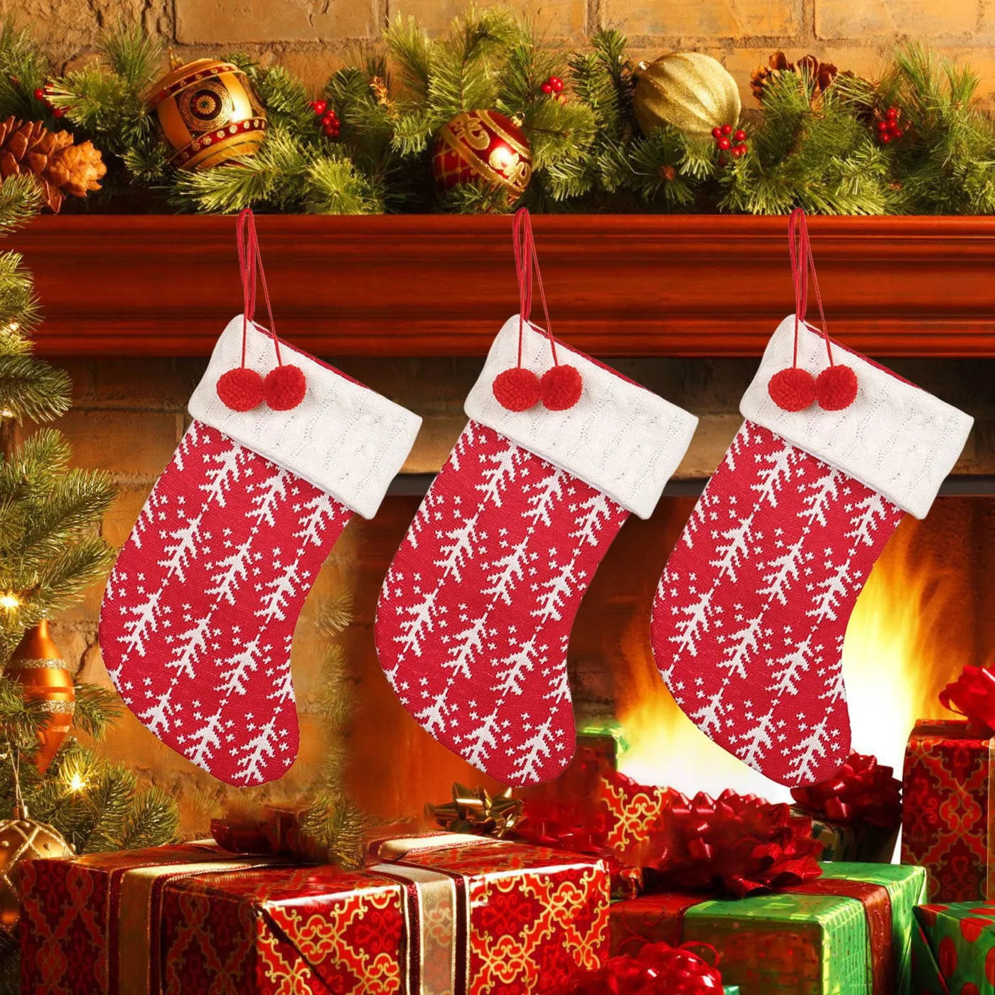 Roiihwy Christmas Stockings Ornaments Decorations Christmas Stockings Christmas Tree Decorationss Room Decorations Living Room Arrangement Woolen Socks Knitted Christmas Stockings - Walmart.ca