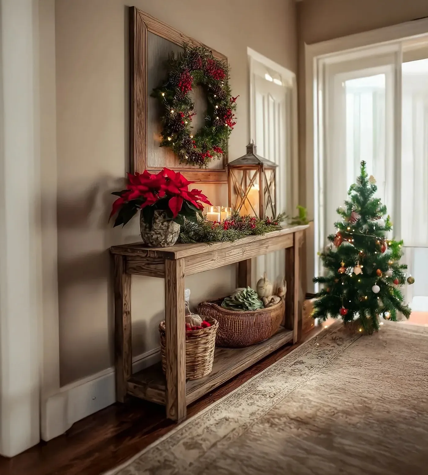 Rustic Farmhouse Console Table – Handmade Solid Wood Entryway & Narrow