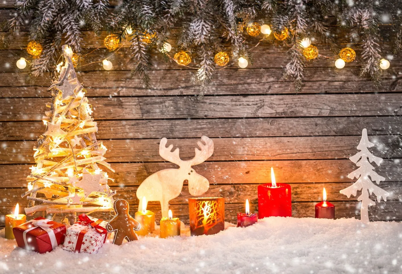 Rustic Reindeer Christmas Backdrop | Chiefbackdrop