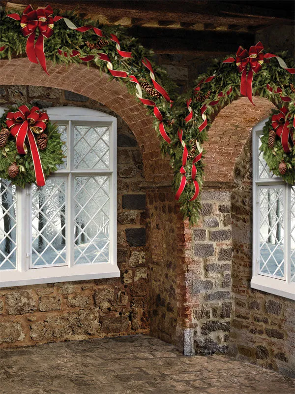 Santa Workshop Window Printed Photo Backdrop - Denny Mfg