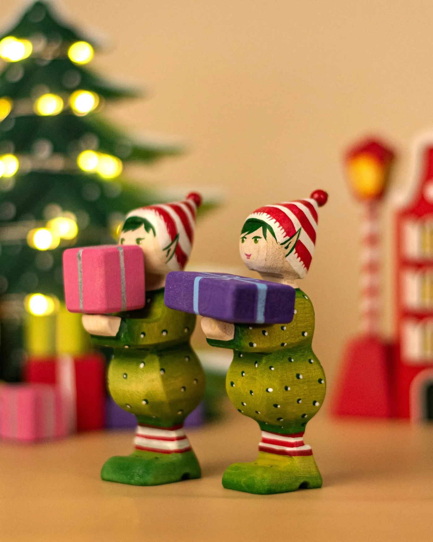 Santa's Elf Wooden Figurine – Handcrafted Holiday Toy | Bumbu Toys